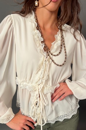 Romantic blouse Polly with romantic polly lace inserts with romantic blouse polly lace inserts with lace inserts