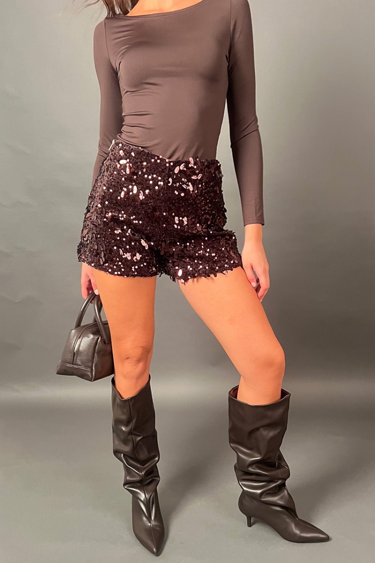 Pantaloncino Disco con paillettes ovali e tonde Pantaloncino Disco con paillettes ovali e tonde Pantaloncino Disco con paille...