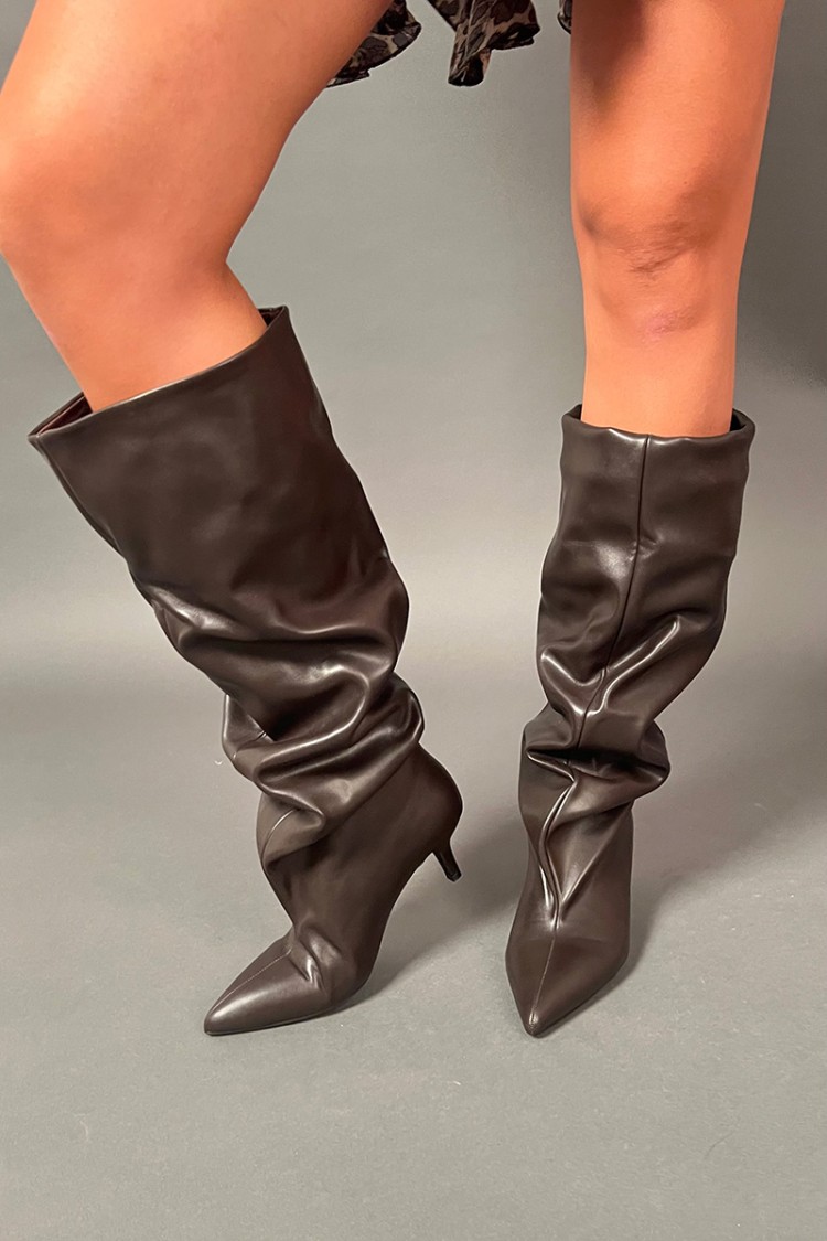 High benny boot with soft drape draped and tapered tape high benny boot with draped soft leg and... 