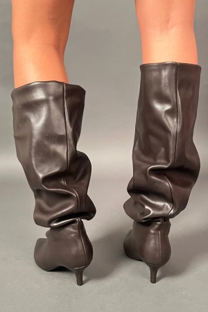 Botte haute Benny avec drapé doux drapé et fuseau toléré haut benny botte avec jambe douce drapée et... 