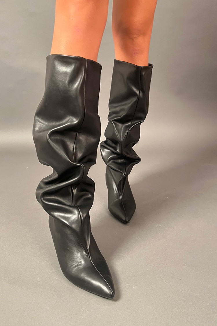 High benny boot with soft drape draped and tapered tape high benny boot with draped soft leg and... 