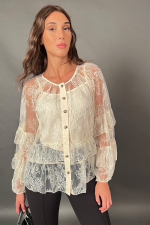 Magische Spitzenbluse mit Ton unter Ton Ton Magische Bluse in Spitze mit Ton unter Ton auf Ton Magie Bluse in der... 