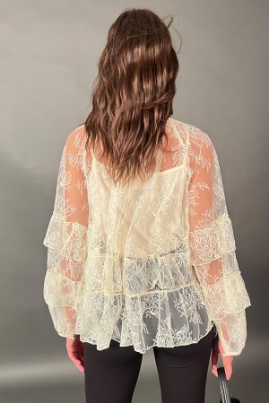 Blusa de encaje mágica con tono debajo del tono de tono Blusa mágica en encaje con tono debajo del tono en tono Blusa mágica en 
