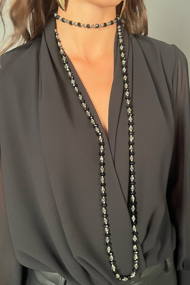 Collana Astrid modello lungo con pietre tondeggianti  Collana Astrid modello lungo con pietre tondeggianti  Collana Astrid mo...