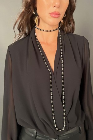 Collana Astrid modello lungo con pietre tondeggianti  Collana Astrid modello lungo con pietre tondeggianti  Collana Astrid mo...