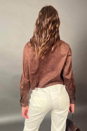 Giacca Audrey scamosciata con dettagli in pizzo crochet traforato Giacca Audrey scamosciata con dettagli in pizzo crochet tra...