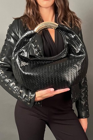 ELISA bag in eco-leather with handle and buckle ELISA bag in eco-leather with handle and buckle Gold ELISA bag in eco-leather wi