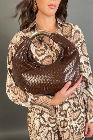 ELISA bag in eco-leather with handle and buckle ELISA bag in eco-leather with handle and buckle Gold ELISA bag in eco-leather wi