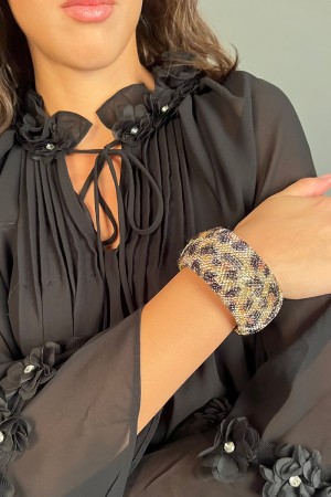 Gepardarmband mit elastischem Frühling und Strass-Gepard-Armband mit elastischem Frühling und Strass-Gepard-Armband mit... 