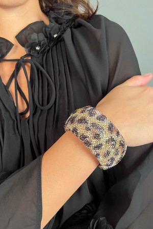Bracciale Ghepardo con molla elastica e strass  Bracciale Ghepardo con molla elastica e strass  Bracciale Ghepardo con molla ...