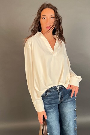 Blusa Nicla morbida asimmetrica drappeggiata sul davanti Blusa Nicla morbida asimmetrica drappeggiata sul davanti Blusa Nicla...