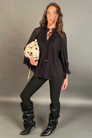 Angy-Bluse mit Schleier- und 3D-Einsätzen in der Bluse-Bluse-Bluse mit Schleier und 3D-Einsätzen in der Bluse von Blumenstoff-Bl