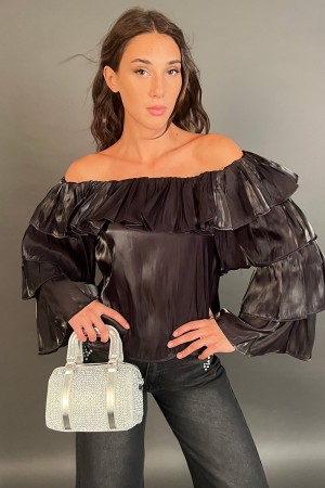 Bluse Balze Swan Glossy Effect Metallische Bluse Bally Swan Glossy Effect Metallische Bluse Breaking Swan Effect... 