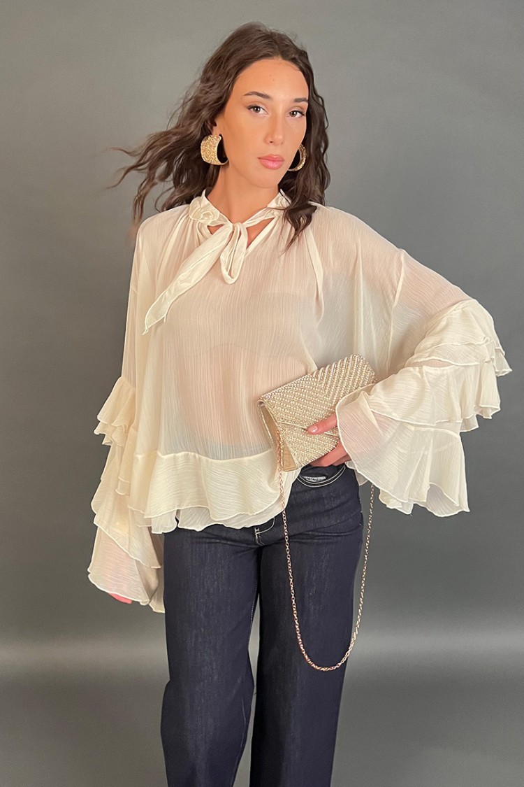 Bluse Diana mit Chiffon und bricht Bluse Diana mit Chiffon und bricht Bluse Diana mit Chiffon und Pausen