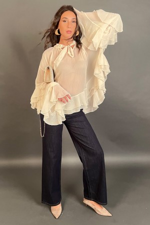 Bluse Diana mit Chiffon und bricht Bluse Diana mit Chiffon und bricht Bluse Diana mit Chiffon und Pausen