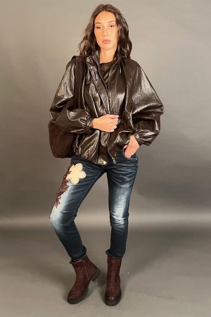 Bomber Brown in ecopelle modello a caramella  Bomber Brown in ecopelle modello a caramella  Bomber Brown in ecopelle modello ...