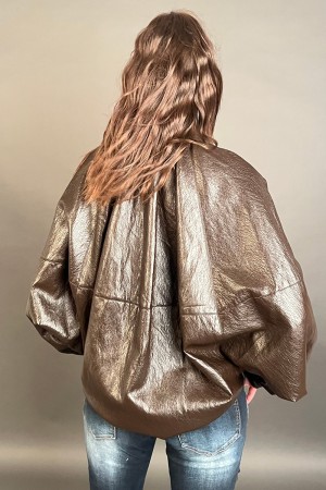 Bomber Brown in ecopelle modello a caramella  Bomber Brown in ecopelle modello a caramella  Bomber Brown in ecopelle modello ...