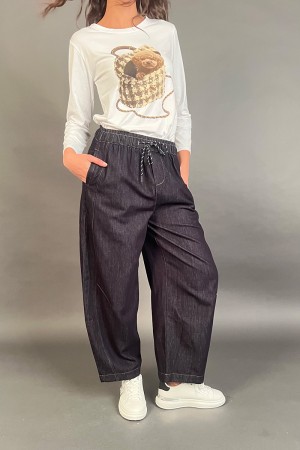 Pantalon Jeans Bell avec taille de printemps modèle grand pantalon Jeans Bell avec le printemps alcool model ample pantalos... 