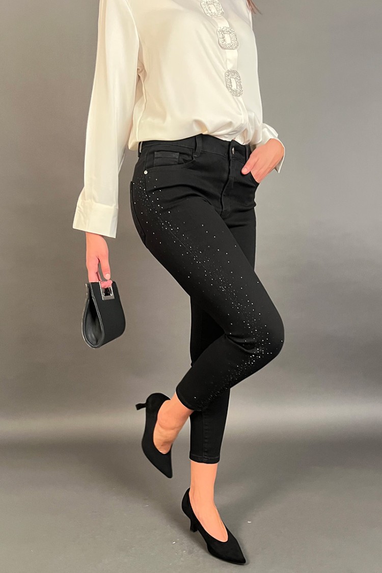 Pantalone jeans Lilly con svaroski laterali Pantalone jeans Lilly con svaroski laterali Pantalone jeans Lilly con svaroski la...
