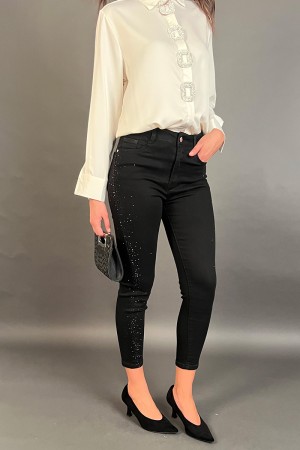 Pantalone jeans Lilly con svaroski laterali Pantalone jeans Lilly con svaroski laterali Pantalone jeans Lilly con svaroski la...
