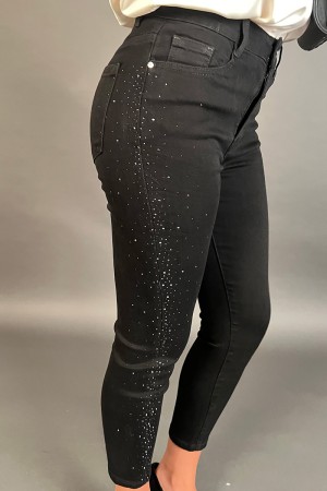 Pantalone jeans Lilly con svaroski laterali Pantalone jeans Lilly con svaroski laterali Pantalone jeans Lilly con svaroski la...