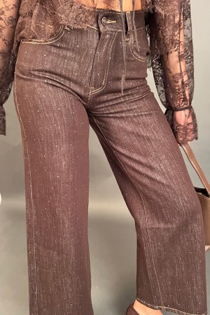 Pantalone Simi con strass modello wide leg Pantalone Simi con strass modello wide leg Pantalone Simi con strass modello wide leg