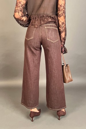 Pantalon Simi avec strass Modèle Pantalon à jambe large Simplement avec le strass Modèle Pantalon de jambe large Simplement avec
