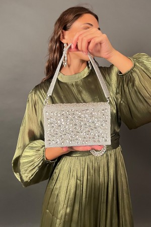 Queen clutch with rectangular rhinestone stones Clutch bag queen with rhinestone stones rectangular clutch bag queen with pietr.