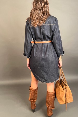 Abito lungo Gossip in denim stile camicia in cotone Abito lungo Gossip in denim stile camicia in cotone Abito lungo Gossip in...