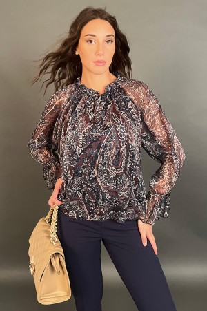 Blusa Leila con fantasia chemisier  Blusa Leila con fantasia chemisier  Blusa Leila con fantasia chemisier