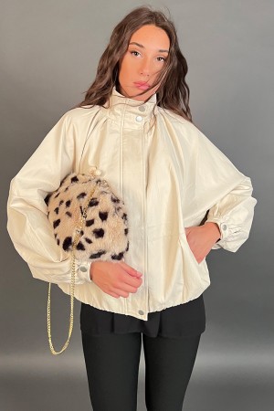 Veste de bombardier Rome en cuir fausse avec jaquette de bombardier à col élevé Roma en cuir Eco-Cuir avec jaquette à col montan