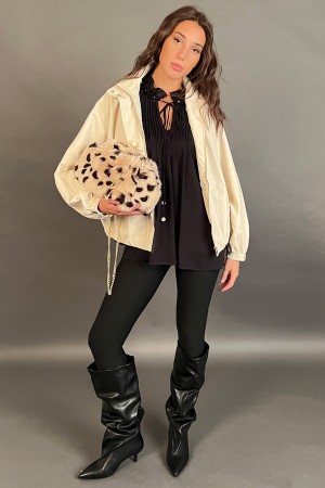 Rom Bomberjacke in Kunstleder mit High Collar Bomber Jacke Roma in Öko-Leder mit hohen Halsjacke Bomber Rom in Öko-Leder... 