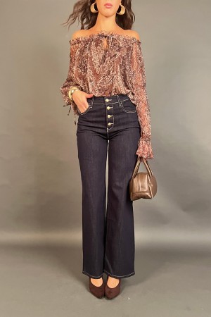 High-waisted bloom jeans trousers with gold buttons high-waisted jeans trousers with gold buttons jeans bloom v... 