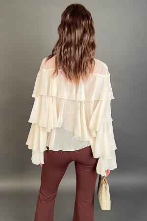 BLUSA ELETTRA WITH PASTE IN VILLER AND LACES WITH FINAL PEARLS BLUSA ELETTRA WITH PASSES IN VILLER AND LACES WITH FINAL PEARLS B