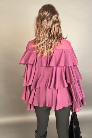 Blusa Elettra con balze in velo e lacci con perle finali Blusa Elettra con balze in velo e lacci con perle finali Blusa Elett...