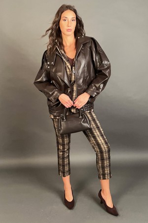 Bomber Dark in ecopelle  Bomber Dark in ecopelle  Bomber Dark in ecopelle