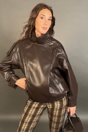 Bomber Dark in ecopelle  Bomber Dark in ecopelle  Bomber Dark in ecopelle