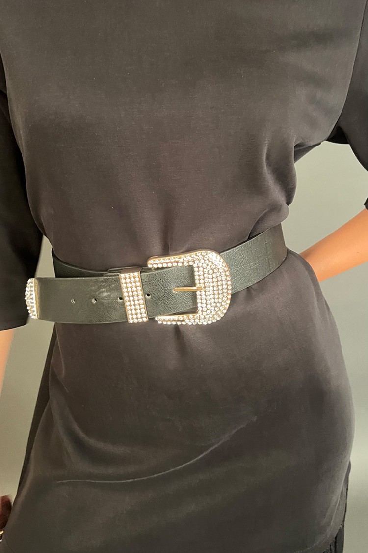 Cintura Paola in ecopelle con fibbia di strass  Cintura Paola in ecopelle con fibbia di strass  Cintura Paola in ecopelle con...