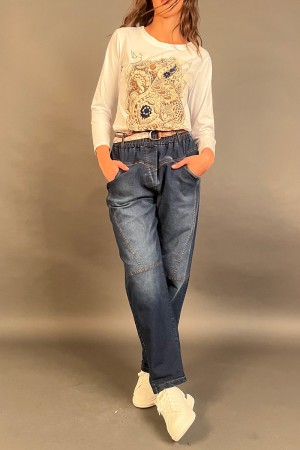 Eva Denim trousers with woven surroundings and Eva Denim trousers scarf with woven surroundings and Eva I ... pant scorf...