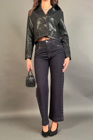 Pantalone jeans Alma scuro con borchiette laterali Pantalone jeans Alma scuro con borchiette laterali Pantalone jeans Alma sc...