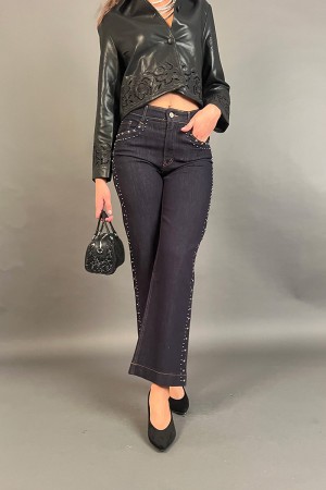 Pantalone jeans Alma scuro con borchiette laterali Pantalone jeans Alma scuro con borchiette laterali Pantalone jeans Alma sc...