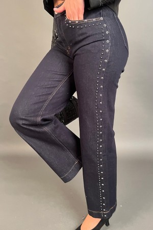 Pantalone jeans Alma scuro con borchiette laterali Pantalone jeans Alma scuro con borchiette laterali Pantalone jeans Alma sc...