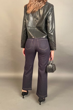 Dunkle Alma Jeans Hosen mit seitlichen Nieten Dark Alma Jeans Hosen mit Seitenstifte Jeans Hosen Alma SC... 