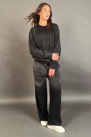 Pantalone tuta Wendy con svaroski tono su tono in cotone Pantalone tuta Wendy con svaroski tono su tono in cotone Pantalone t...