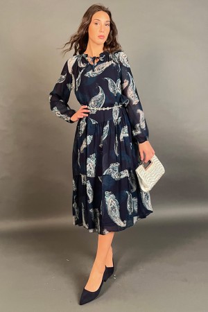 Longue robe Madrid Mixte Soie et viscose avec saut sur fond et curling sur les épaules FIT FIT FIT Robe longue Madr ... \ t...