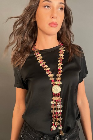 Collier Beau modèle long avec collier de frange de type pendentif Beau modèle long avec collier de frange de type pendentif Beau