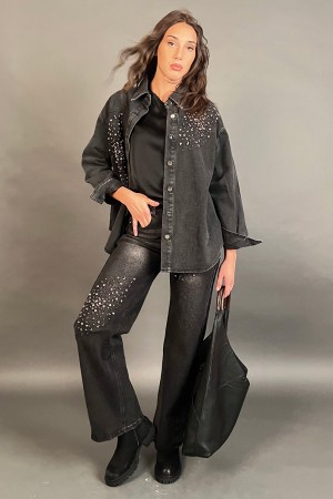 Giacca Camicia Mia in denim con pietre strass  Giacca Camicia Mia in denim con pietre strass  Giacca Camicia Mia in denim con...