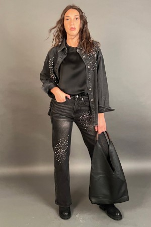 Meine Denim-Hemdjacke mit Strasssteinen Mia-Hemdjacke in denim mit Strasssteinenjacke mein Denim-Shirt mit... 