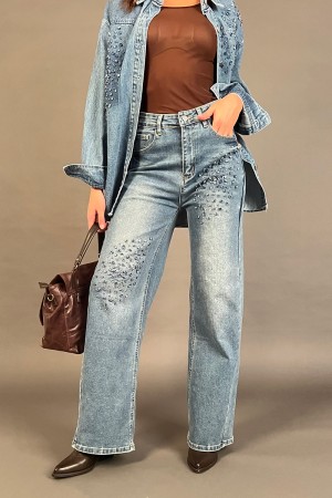 Pantalone jeans Kelly con pietre frontali Pantalone jeans Kelly con pietre frontali Pantalone jeans Kelly con pietre frontali