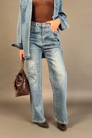 Pantalone jeans Kelly con pietre frontali Pantalone jeans Kelly con pietre frontali Pantalone jeans Kelly con pietre frontali